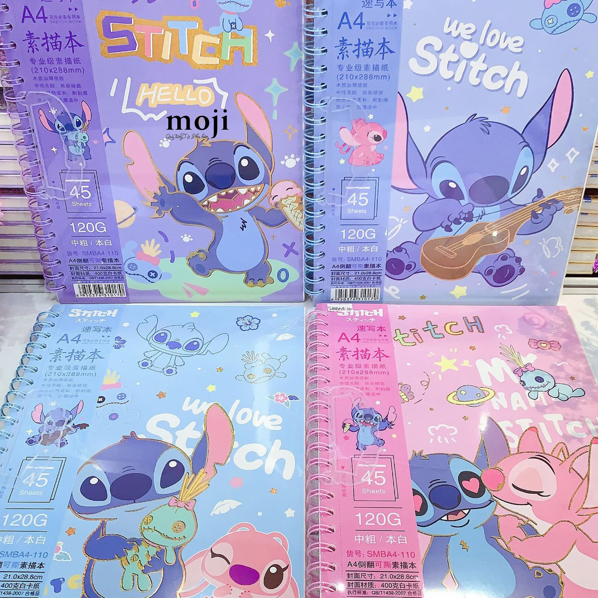 Sổ vở giấy trắng lò xo We love Stitch Angel 21x28