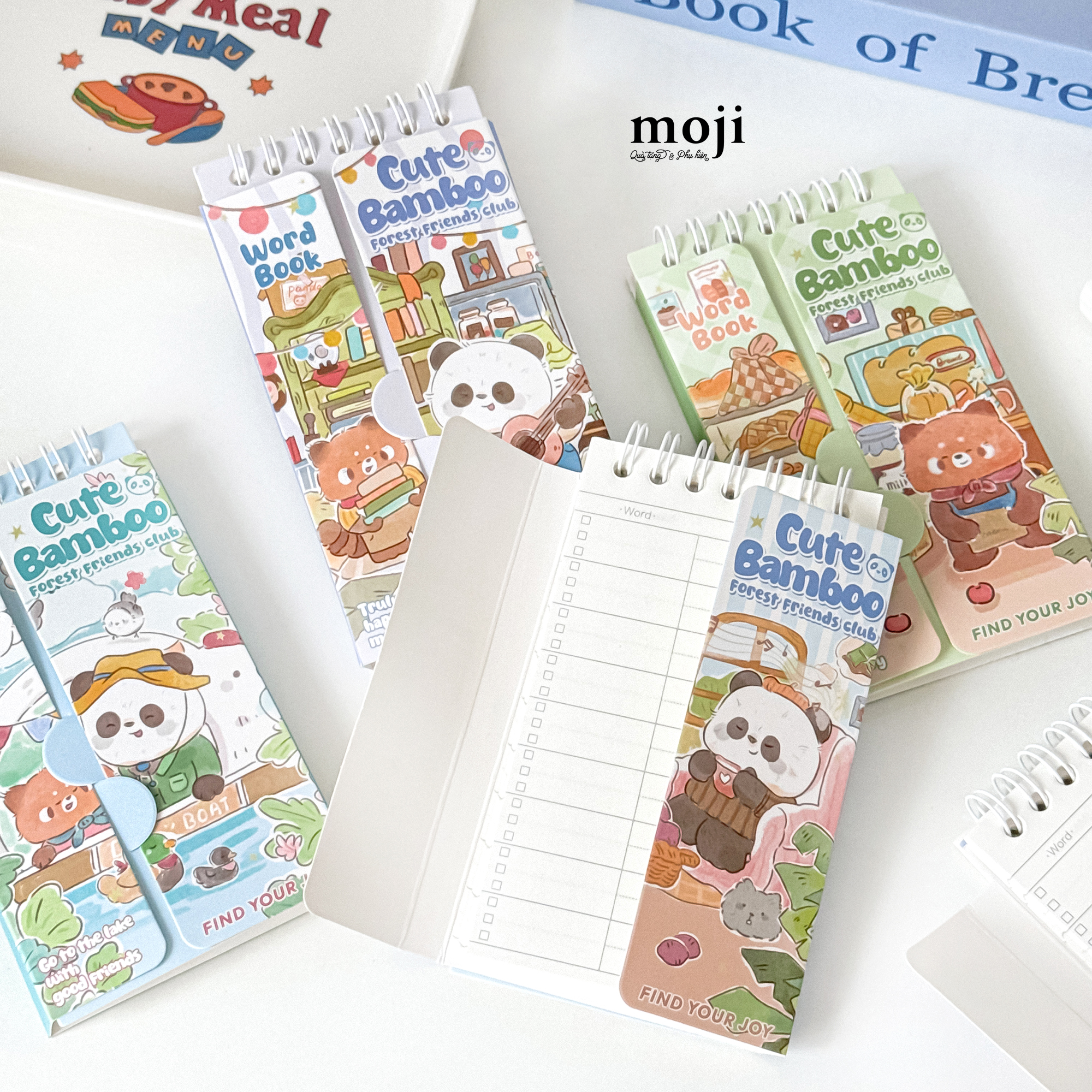 Sổ vở từ vựng MJ Gấu trúc đỏ Red Panda bear cute bamboo forest friends club 7x13
