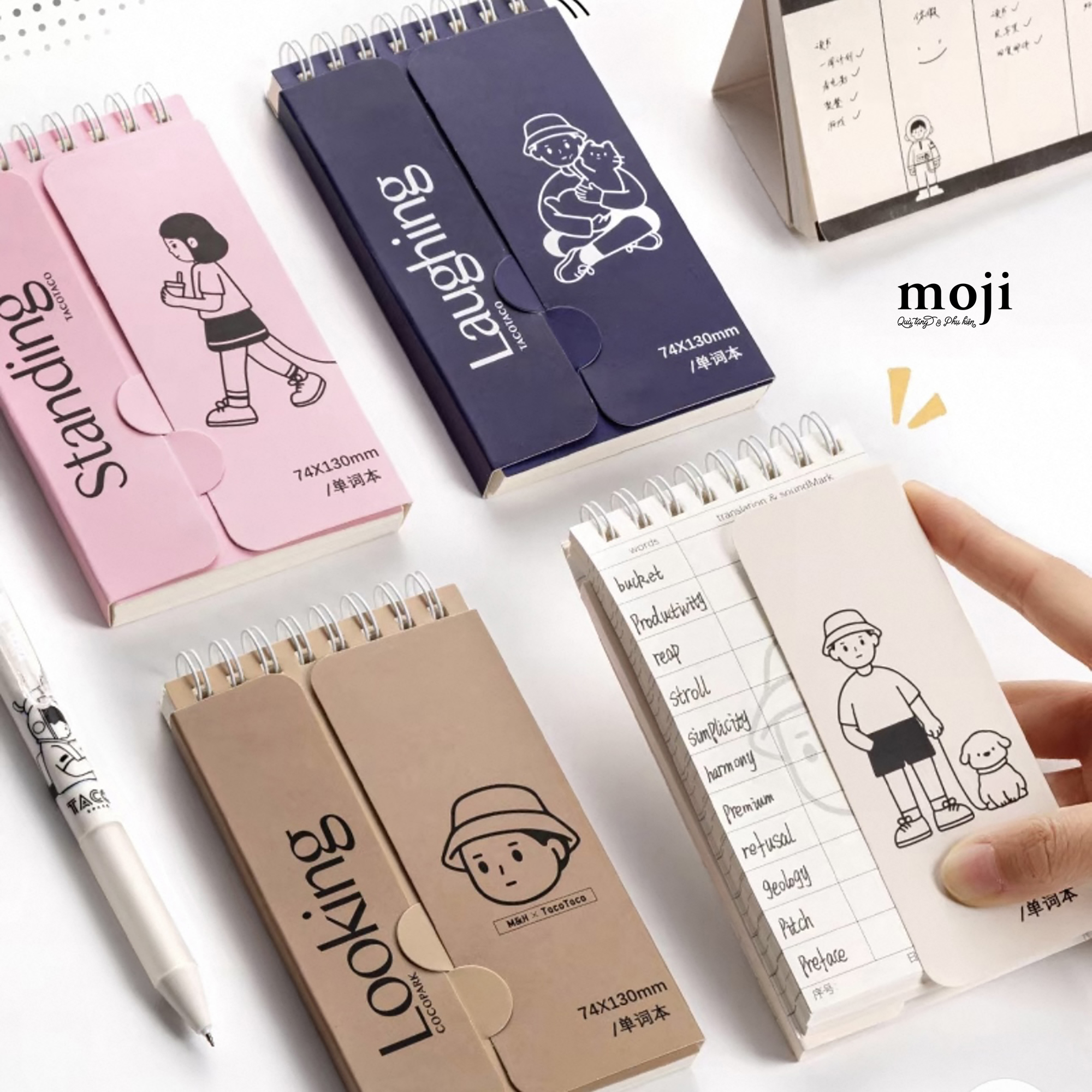 Sổ vở từ vựng MJ TACOTACO little boy girl animal simple life 7x13