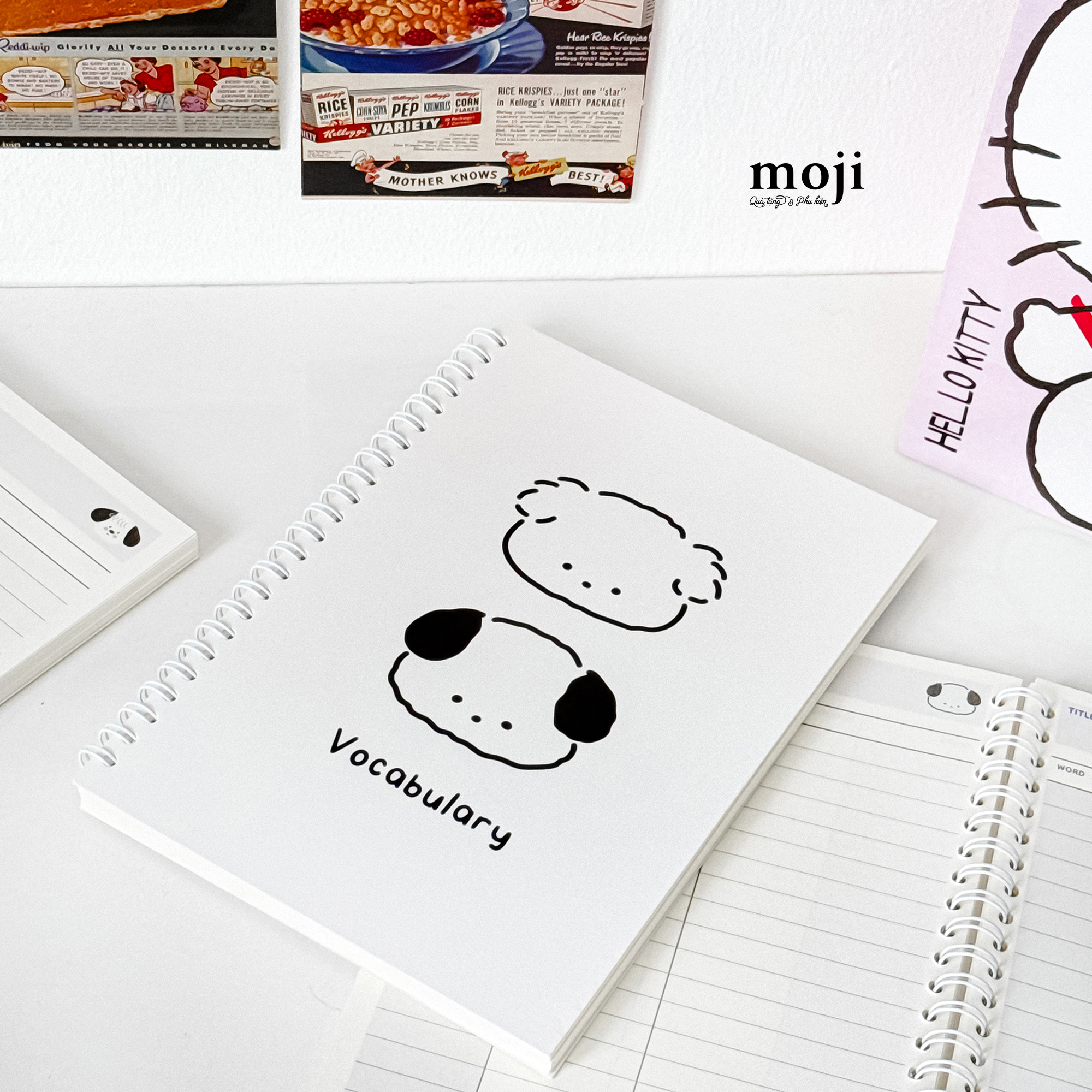 Sổ vở từ vựng MZ A5 Cute dog vocabulary viền đen 120 trang