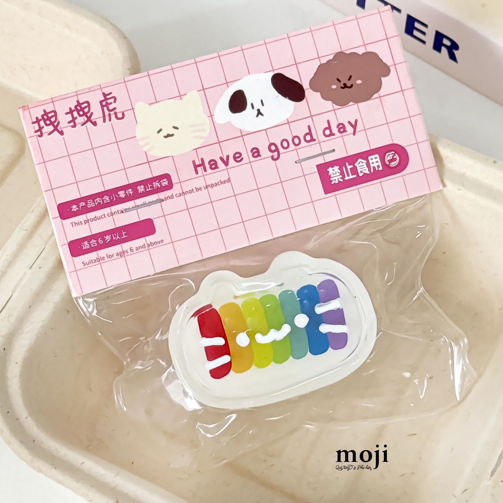 Squishy toys Cute cat face rainbow cầu vồng
