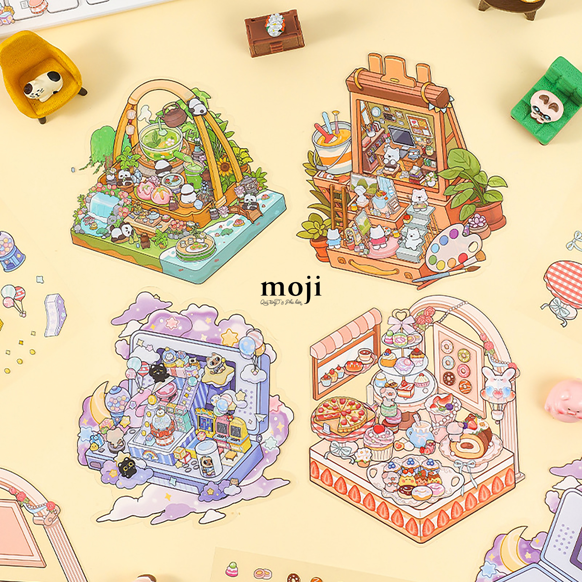 Sticker bảng MJ Build animal food flower star paint set4