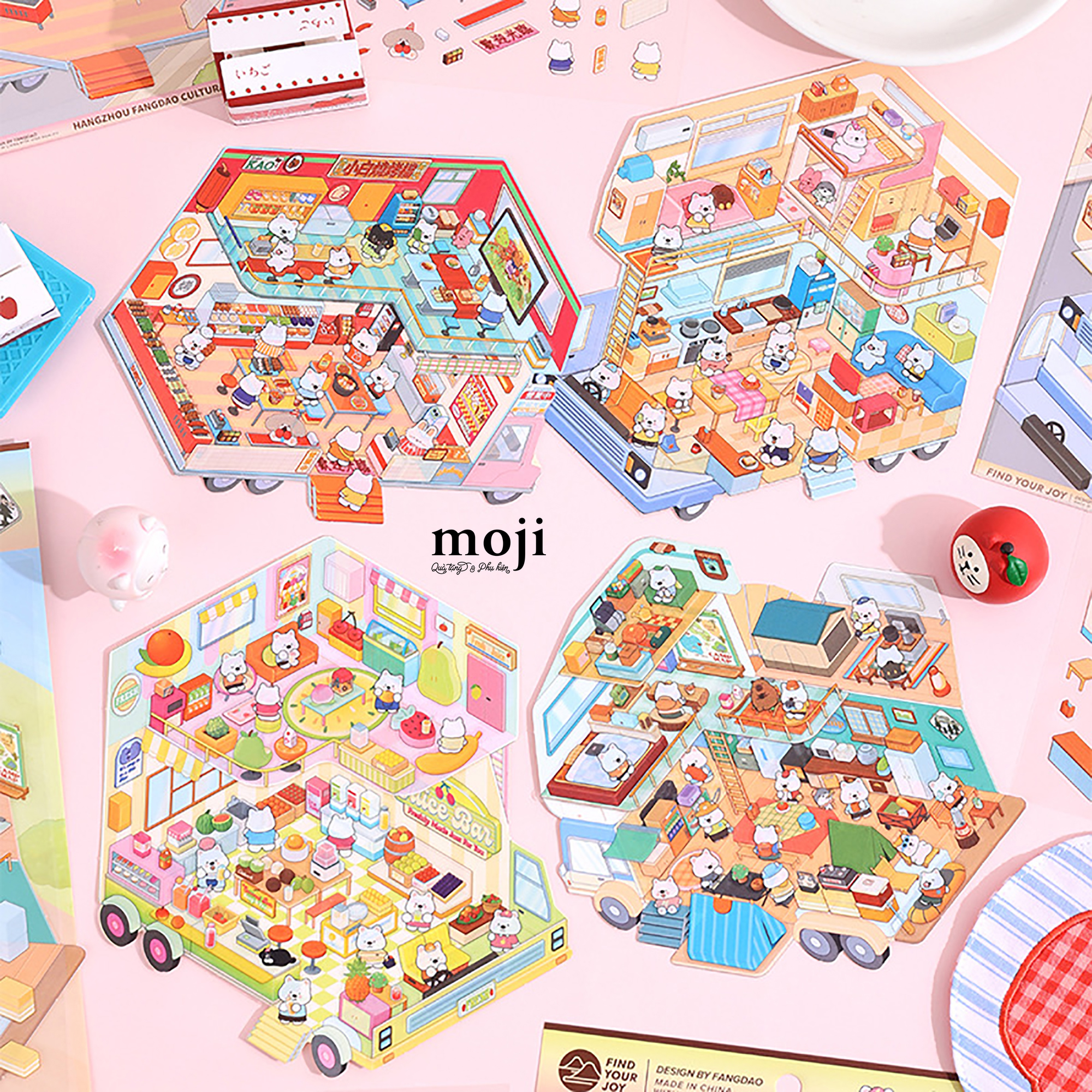 Sticker bảng MJ Build cute dog car house set3