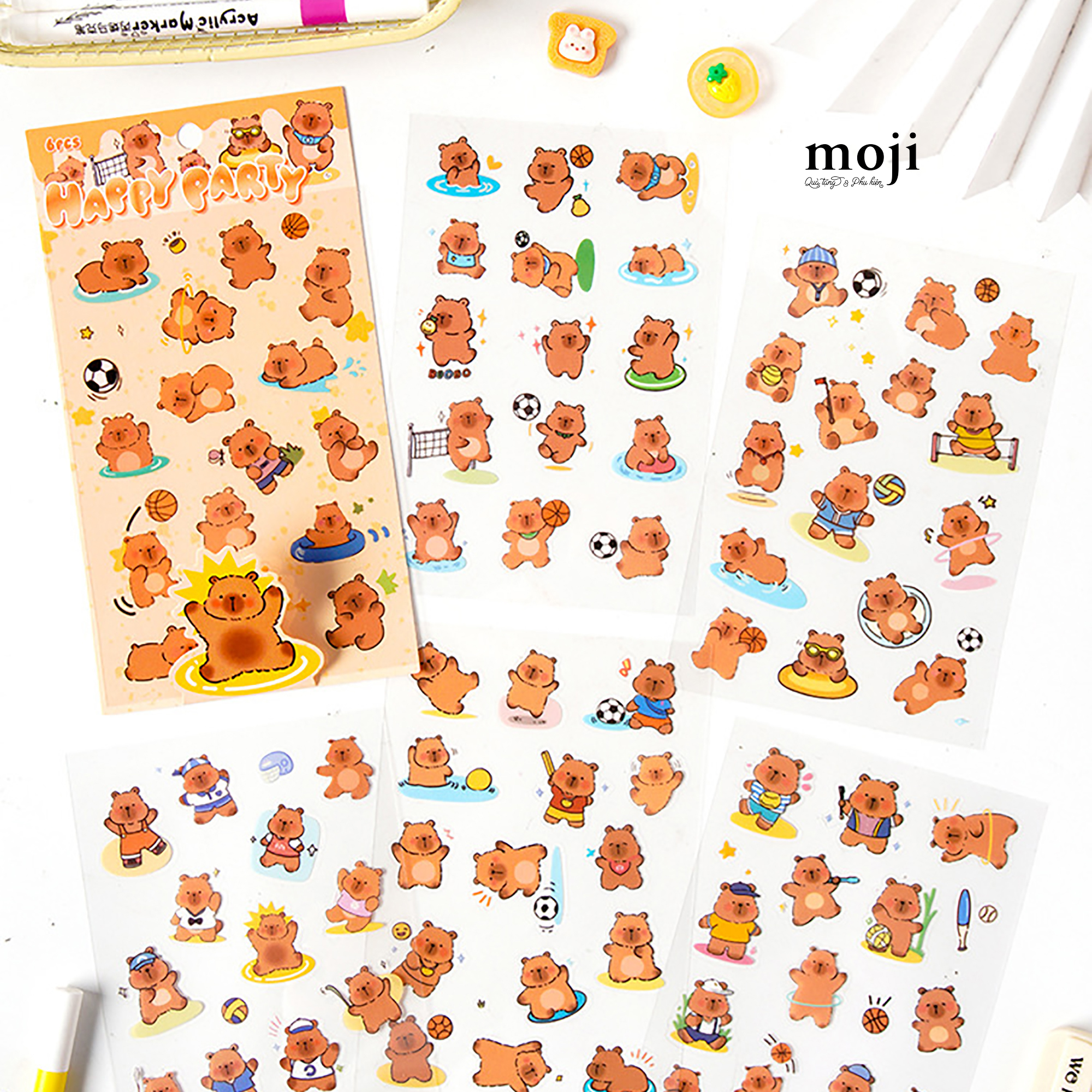 Sticker bảng MJ Capybara party paradise set6