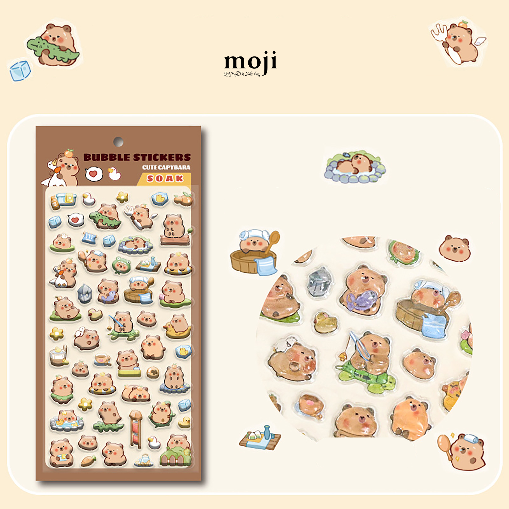 Sticker nổi Capybara soak