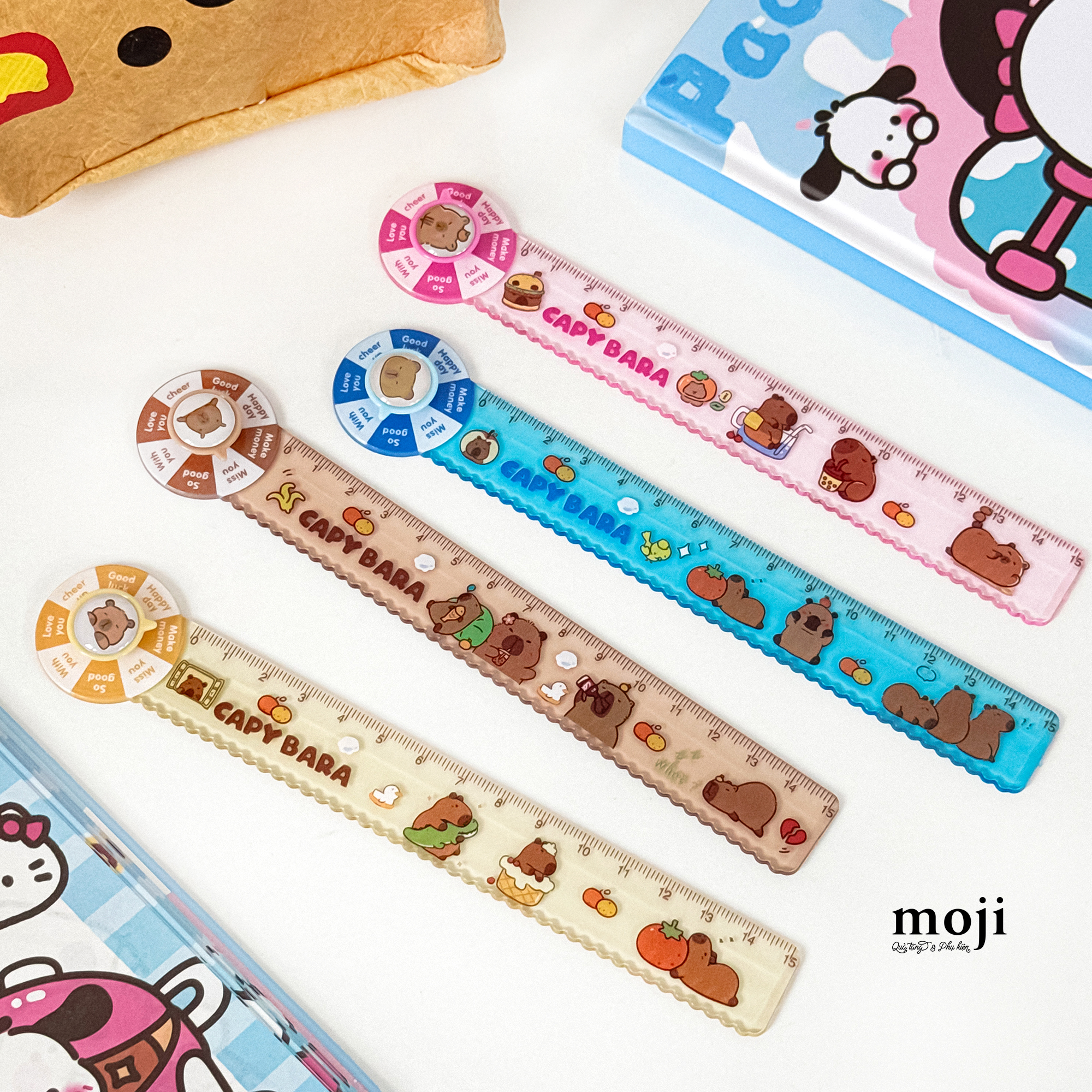 Thước kẻ Happy capybara fun cartoon vòng xoay 15cm