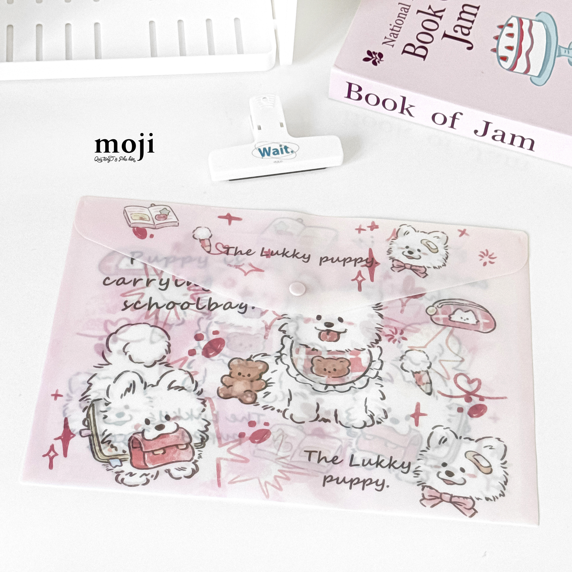 Túi đựng tài liệu MJ cúc bấm Cute dog the lucky puppy 23x33
