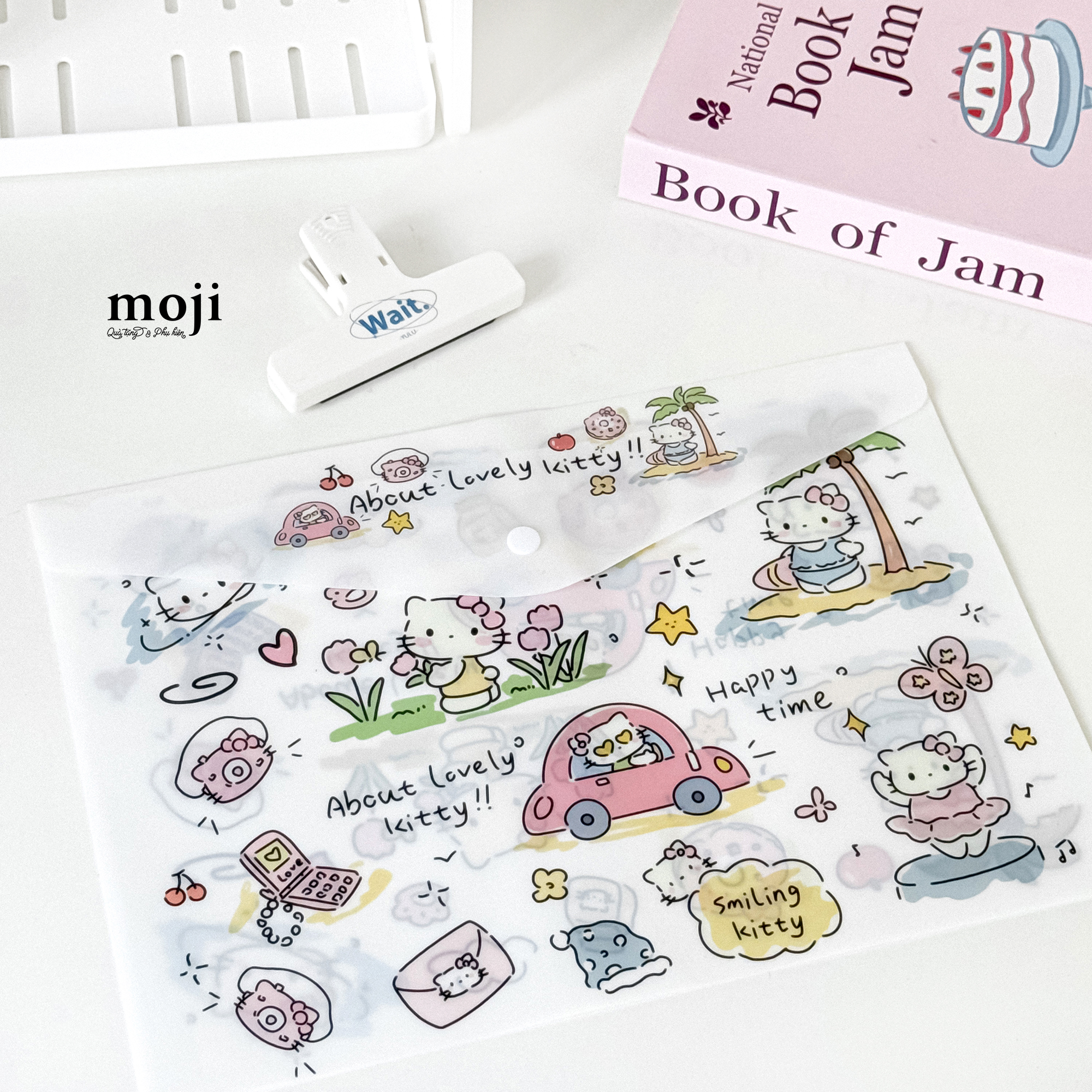 Túi đựng tài liệu MJ cúc bấm Sanrio family Hello Kitty about lovely kitty 23x33