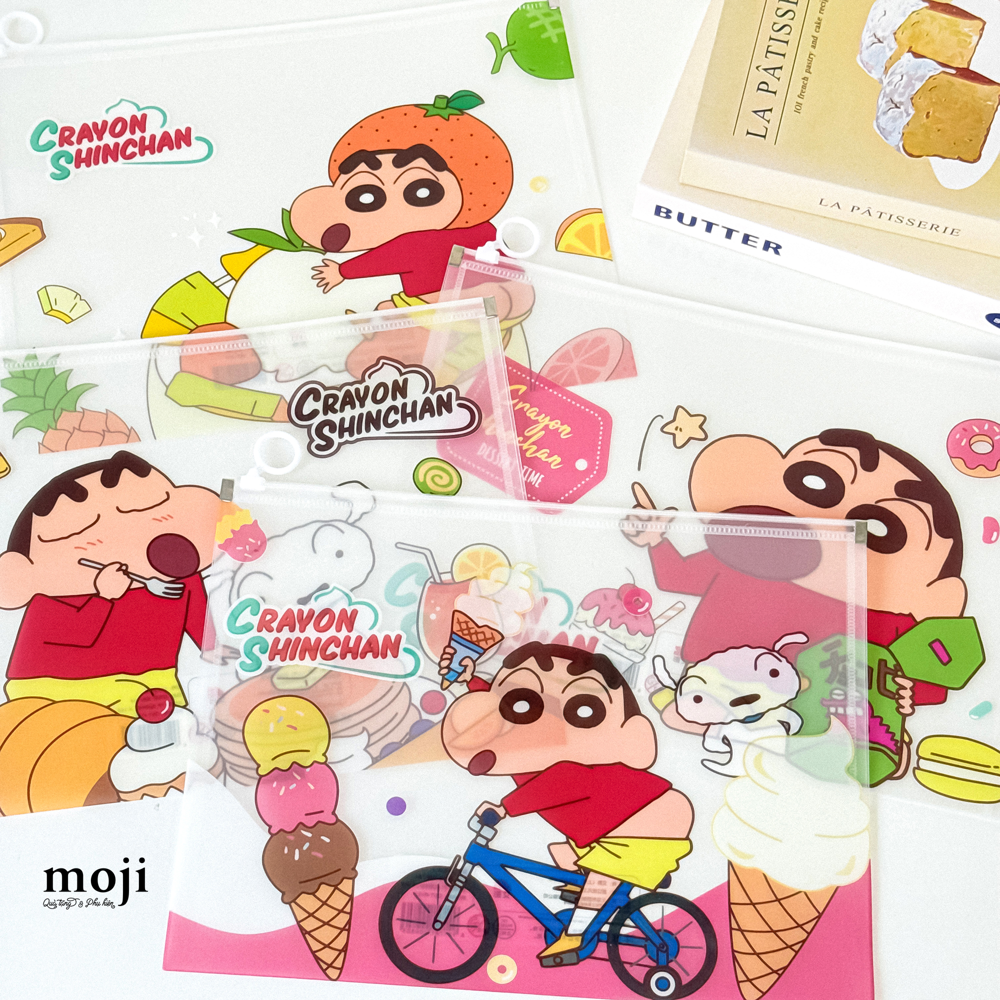 Túi đựng tài liệu MJ khóa kéo Crayon Shinchan dessert time 25x32