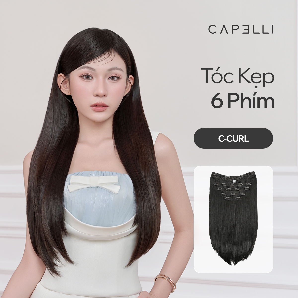 Bộ Tóc Kẹp 6 Phím Cúp C-Curl