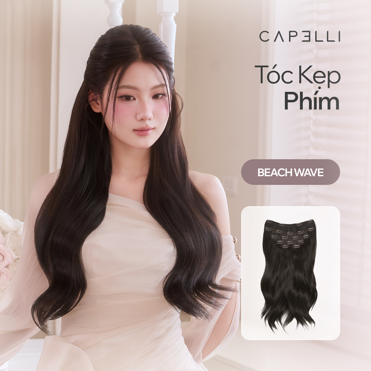 Bộ Tóc Kẹp Phím Xoăn Sóng Beach Wave