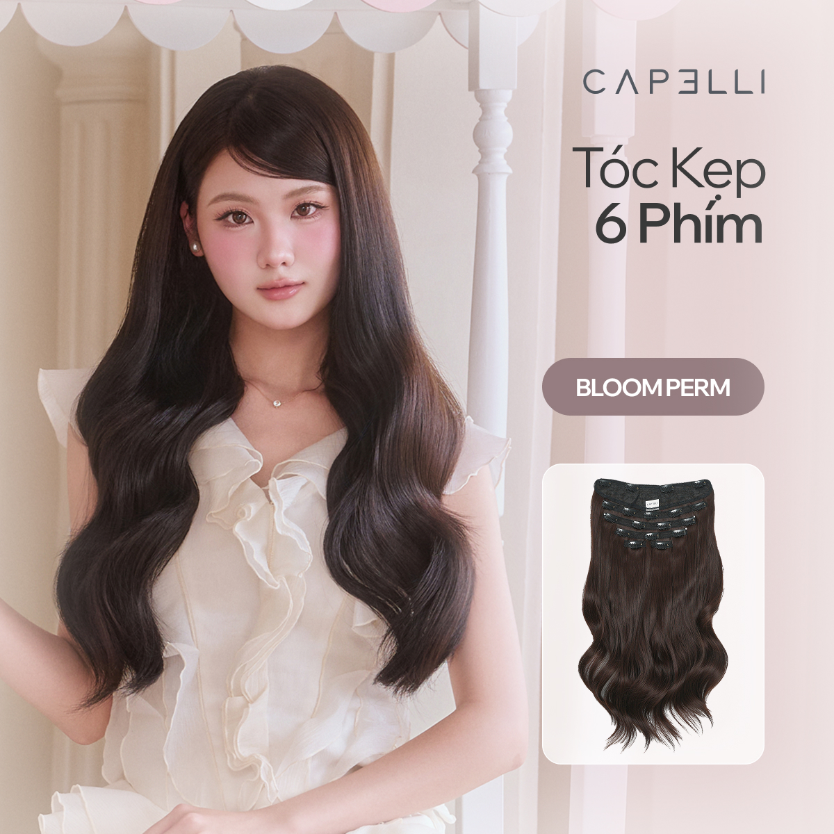 Bộ Tóc Kẹp 6 Phím Xoăn Sóng Bloom Perm