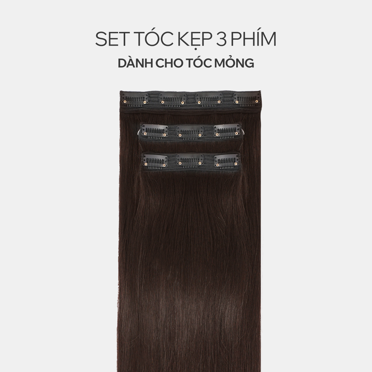 Tóc Kẹp 3 Phím Tóc Thật Màu Cơ Bản