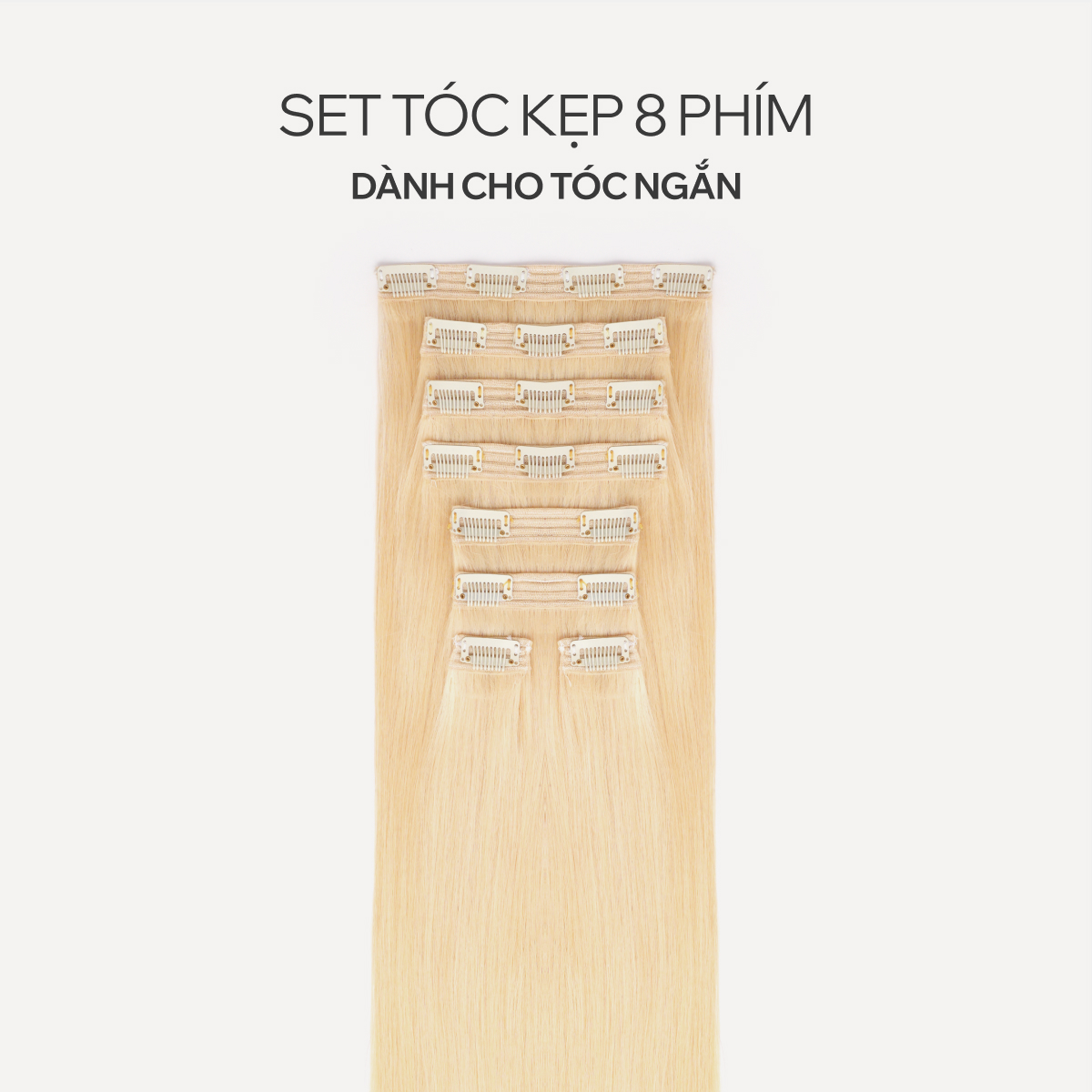 Tóc Kẹp 8 Phím Tóc Thật Màu Tẩy Thô