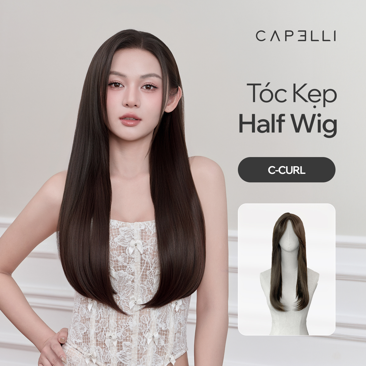 Tóc Kẹp Nửa Đầu CAPELLI Half Wig C-Curl