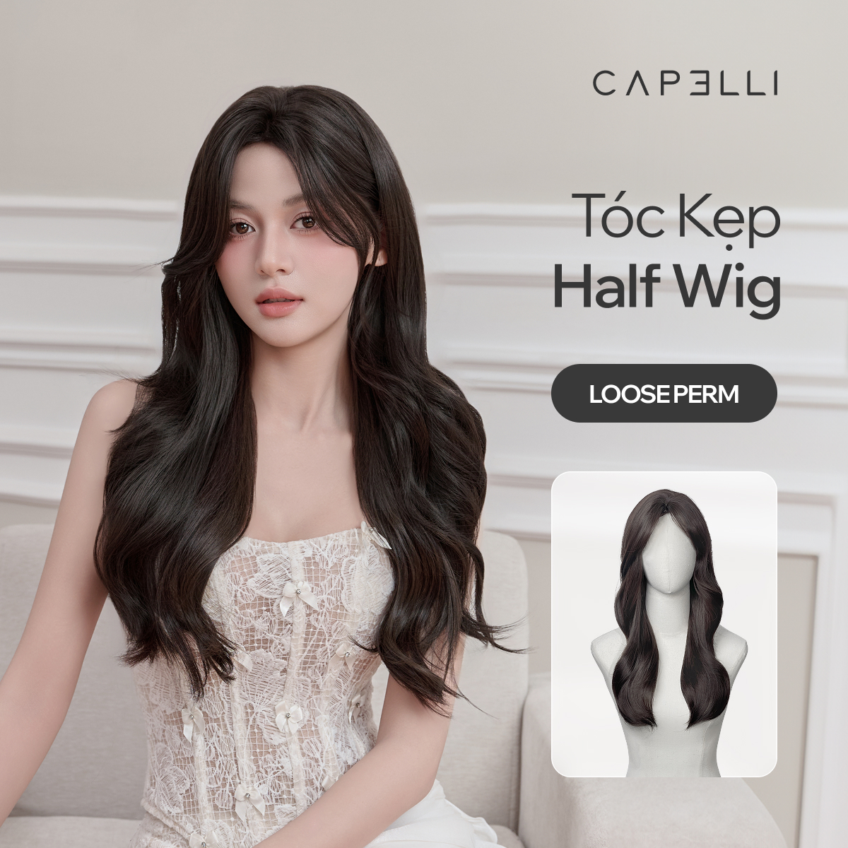 Tóc Kẹp Nửa Đầu Half Wig Sóng Lơi Mái Bay