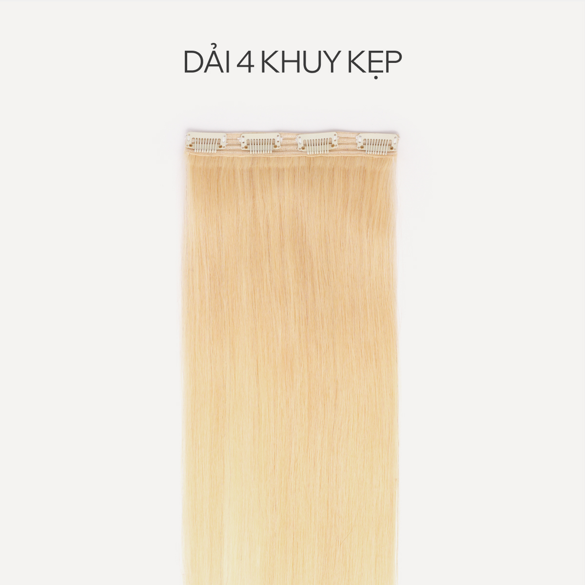 Tóc Kẹp Phím Lẻ 4 Khuy Tóc Thật Màu Tẩy Thô