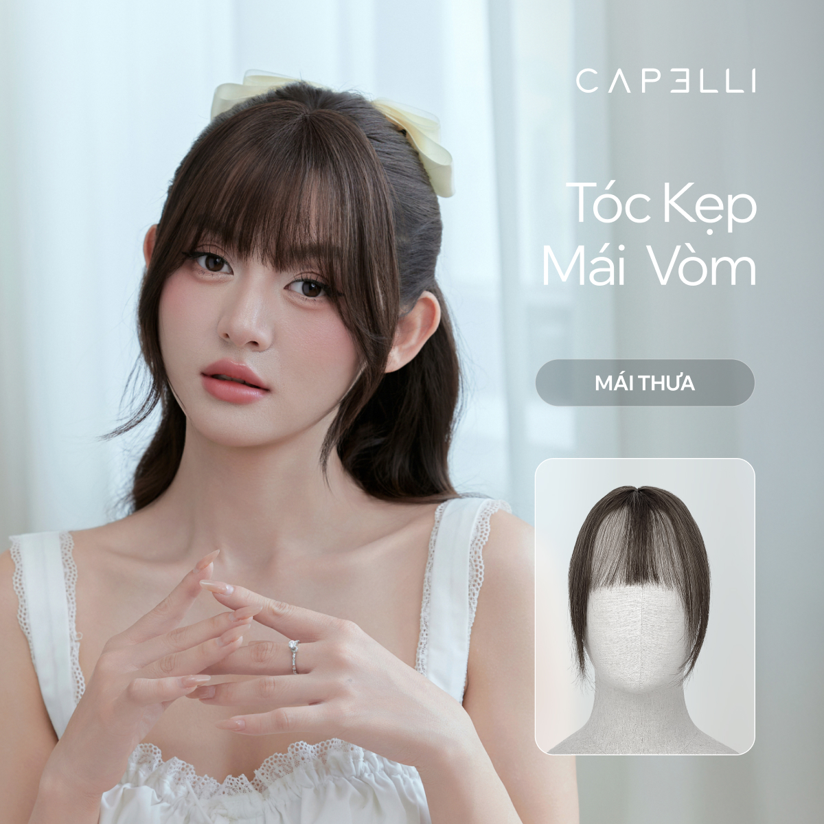 Tóc Kẹp Mái Vòm Thưa Hai Mai