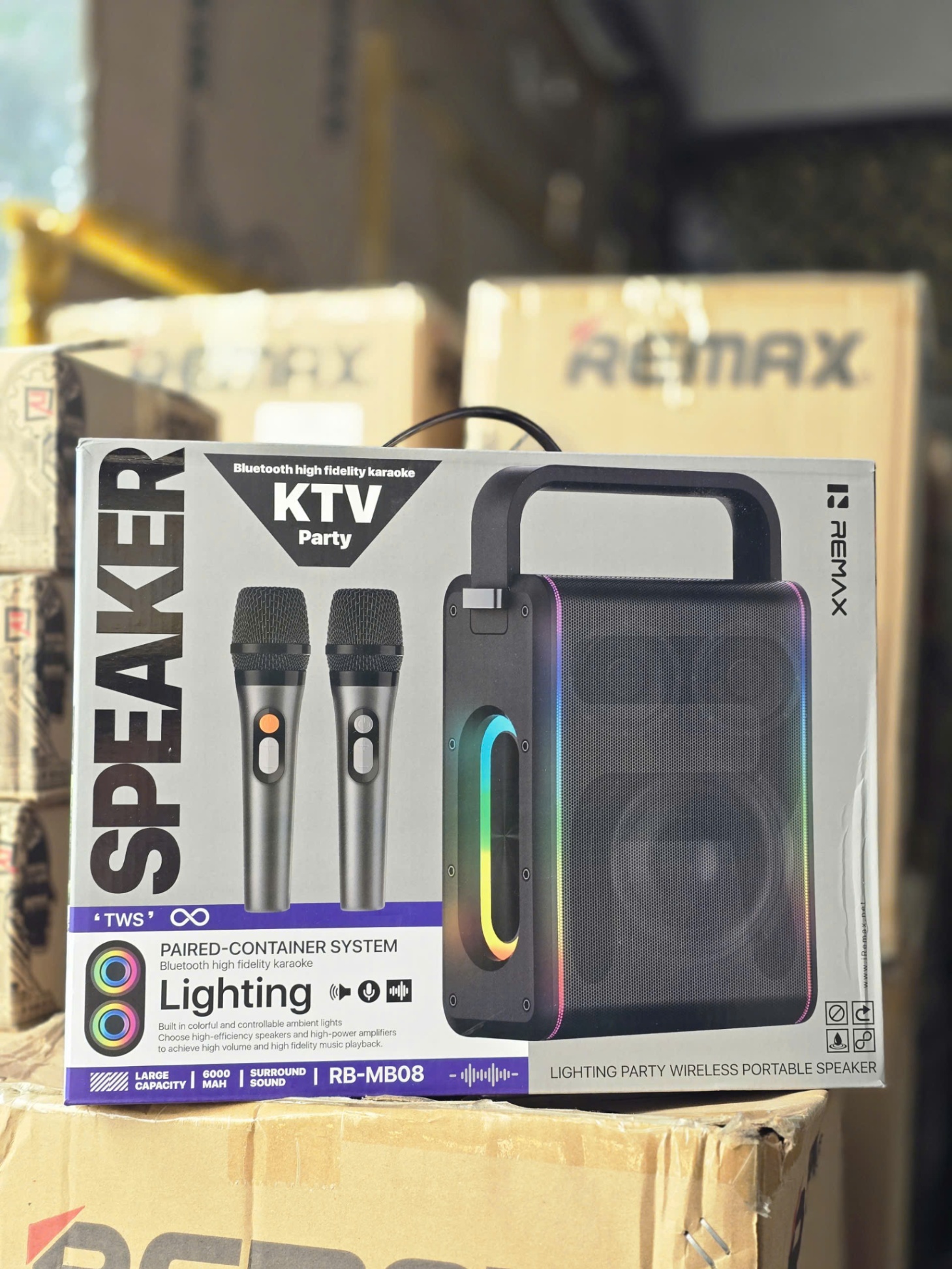 Loa Bluetooth kèm míc hát Lighting Party Wireless Portable Speaker RB-MB08