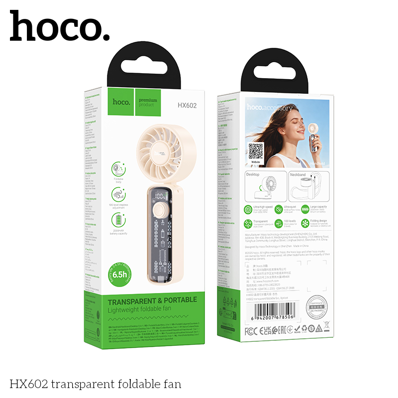HX602 transparent foldable fan