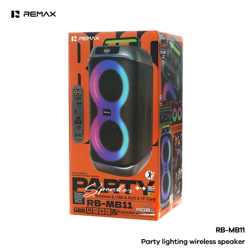 Loa Remax Party lighting Wireless Portable Speaker 80W RB-MB11 công suất 80W, kèm 2 mic không dây