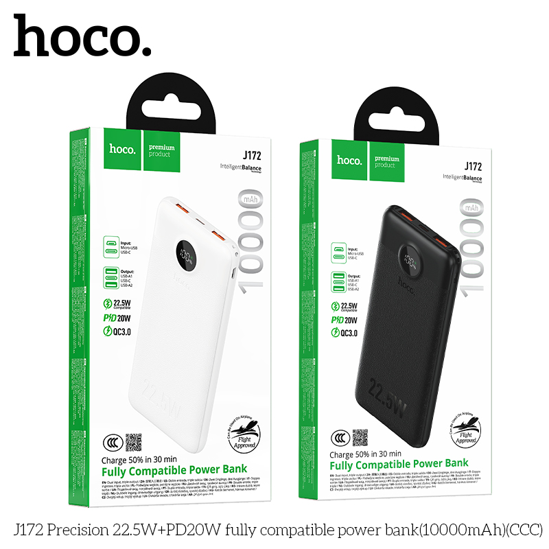 Pin dự phòng J172 Precision 22.5W + PD20W tương thích hoàn toàn (10000mAh) (CCC)