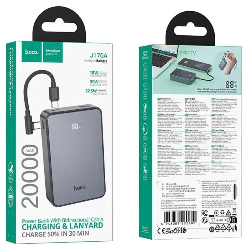 Pin sạc dự phòng Hoco J170A Starlight 22.5W + PD20W 20000mAh