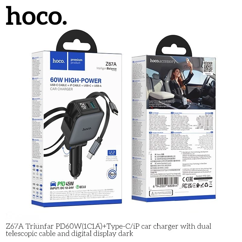 Tẩu Sạc Xe Hơi HOCO Z67A PD60W