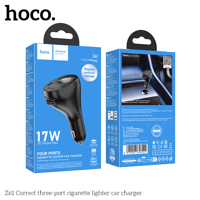 Tẩu sạc ô tô bật lửa ba cổng Z61