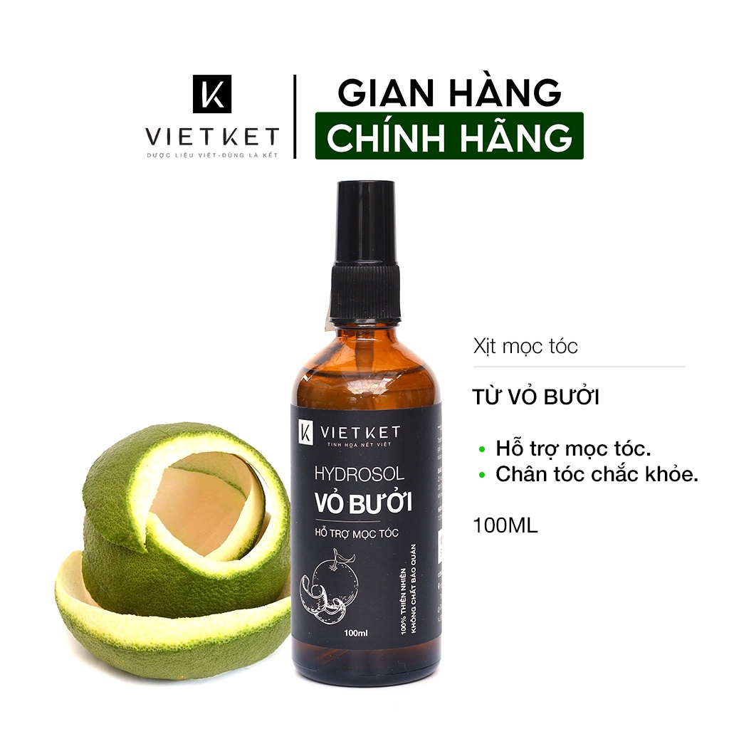 Xịt Hỗ trợ Mọc Tóc Tinh Dầu Vỏ Bưởi VIETKET 100ml - Hỗ trợ mọc tóc, Giảm Rụng Tóc, Nuôi Dưỡng Chân Tóc