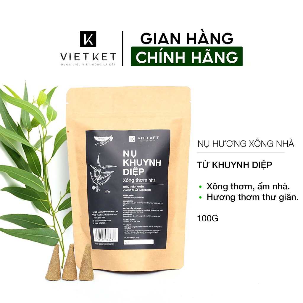 Nhang Nụ Trầm Thảo Mộc Khuynh Diệp VIETKET 100g, Xông Nhà Tẩy Uế, Làm Ấm Không Gian Sống, Thư Giãn