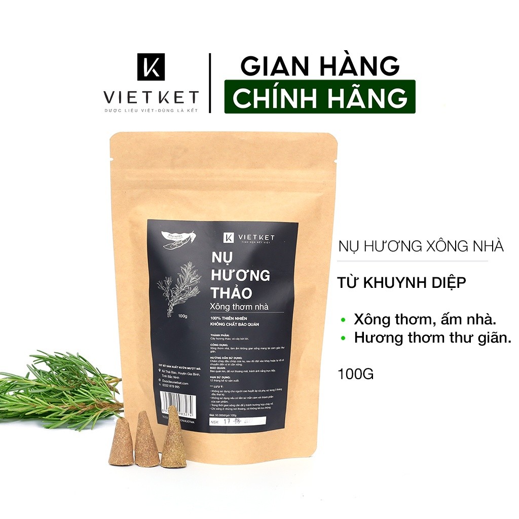 Nhang Nụ Trầm Thảo Mộc Hương Thảo VIETKET 100g, Xông Nhà Tẩy Uế, Làm Ấm Không Gian Sống, Thư Giãn