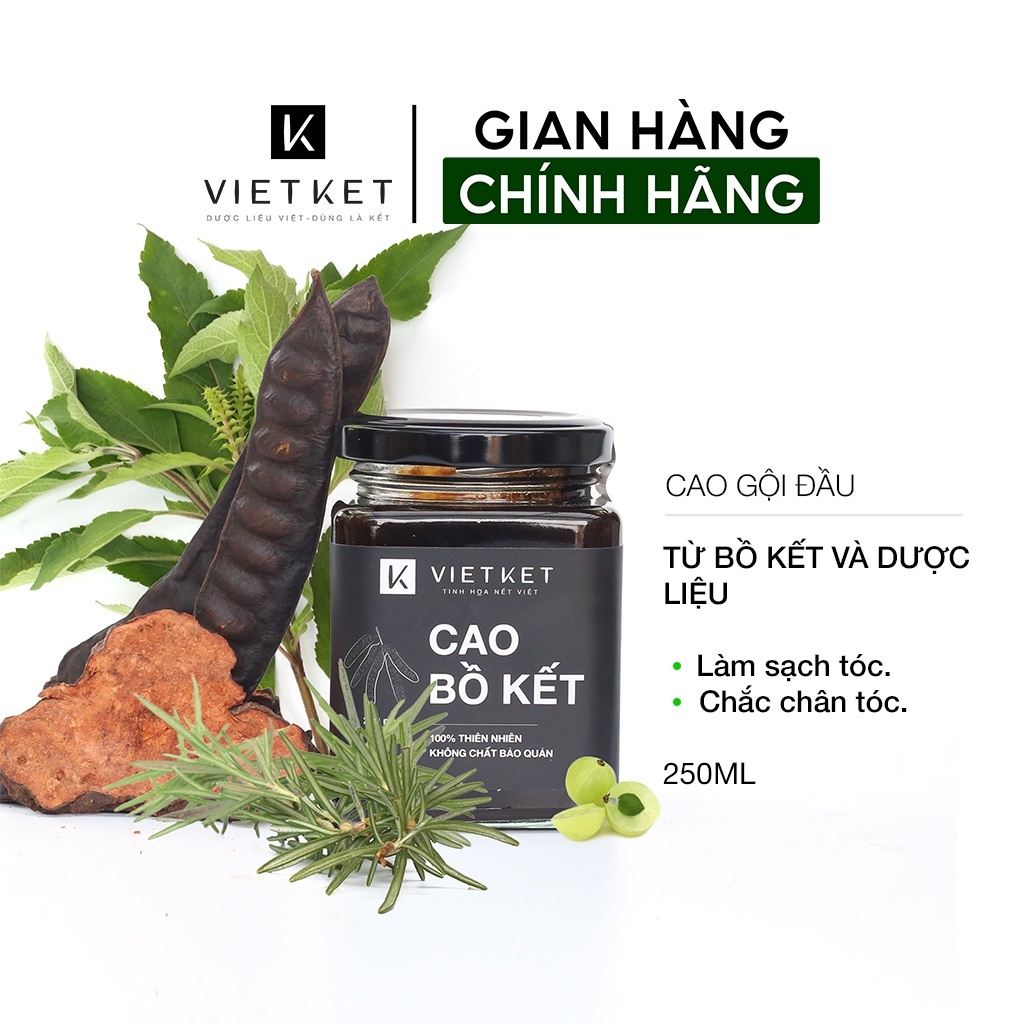 Cao Gội Thảo Dược KHÔNG BỌT - Bồ Kết Bạc Hà VIETKET 200ml Giúp Sạch Gàu, Giảm Rụng Tóc, Dưỡng Tóc Bóng Khỏe