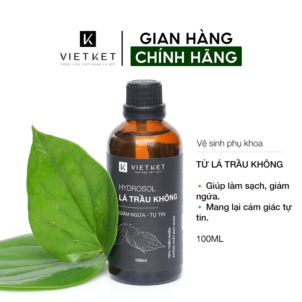 Dung dịch Vệ sinh phụ nữ KHÔNG BỌT - Lá Trầu Không VIETKET 100ml vệ sinh sạch, giảm nấm ngứa, Xông sau sinh