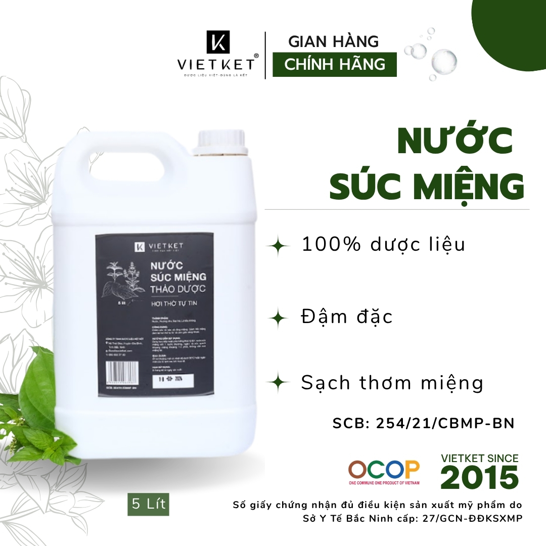 Nước súc miệng thảo dược 5 lít