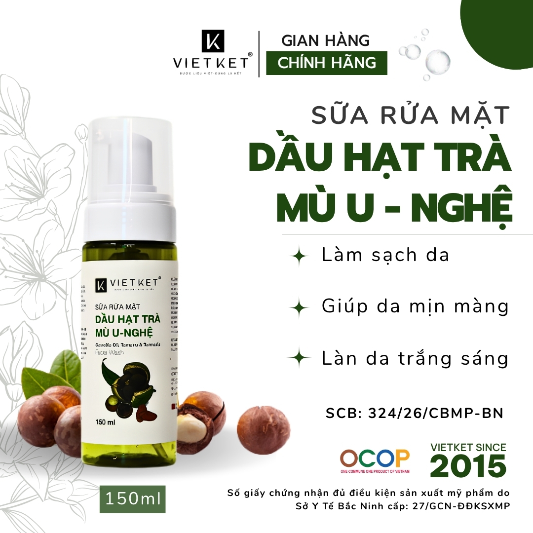 Sữa rửa mặt dầu hạt trà, mù u, nghệ 500ml