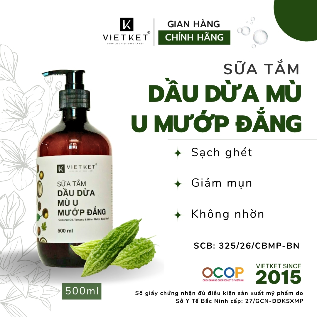 Sữa tắm dầu dừa, mù u, mướp đắng