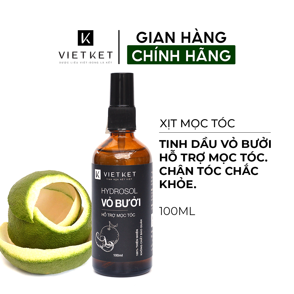 Xịt Mọc Tóc Tinh Dầu Vỏ Bưởi VIET KET 100ml - Giảm Rụng Tóc, Nuôi Dưỡng Chân Tóc Khỏe, Thơm Mềm Tóc