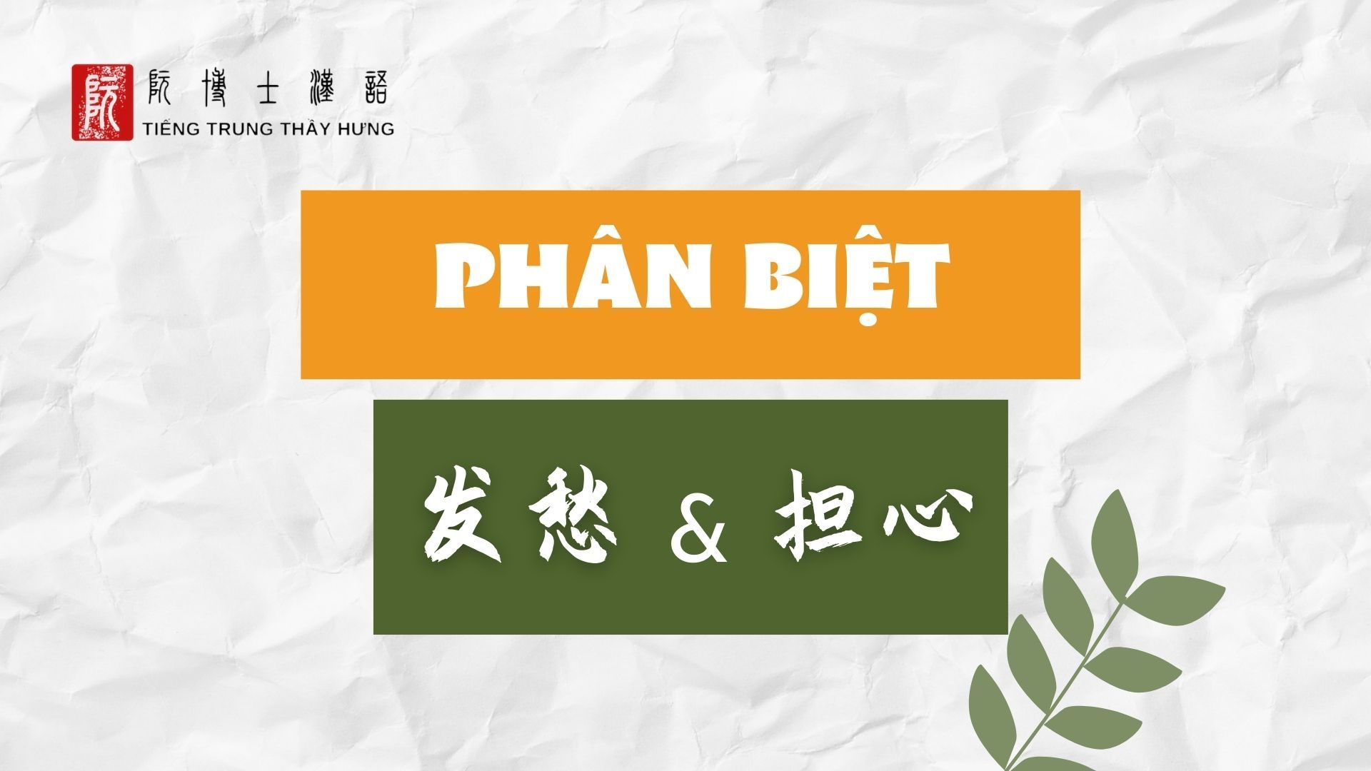 PHÂN BIỆT 发愁 & 担心