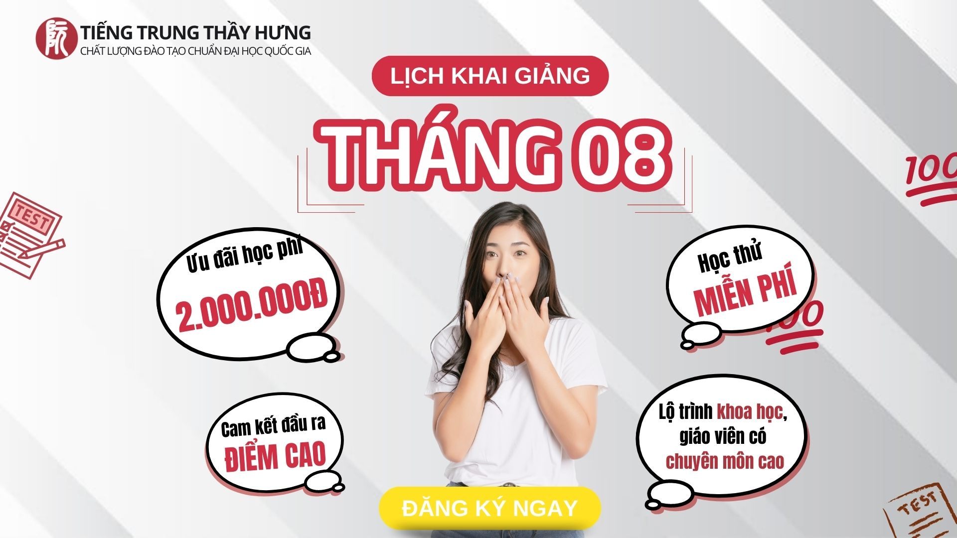 LỊCH KHAI GIẢNG CÁC KHÓA HỌC THÁNG 8, 9.2023