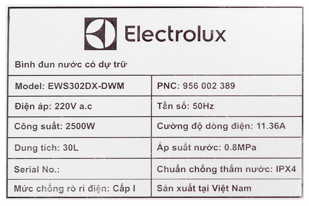 Bình nóng lạnh Electrolux EWS302DX-DWM