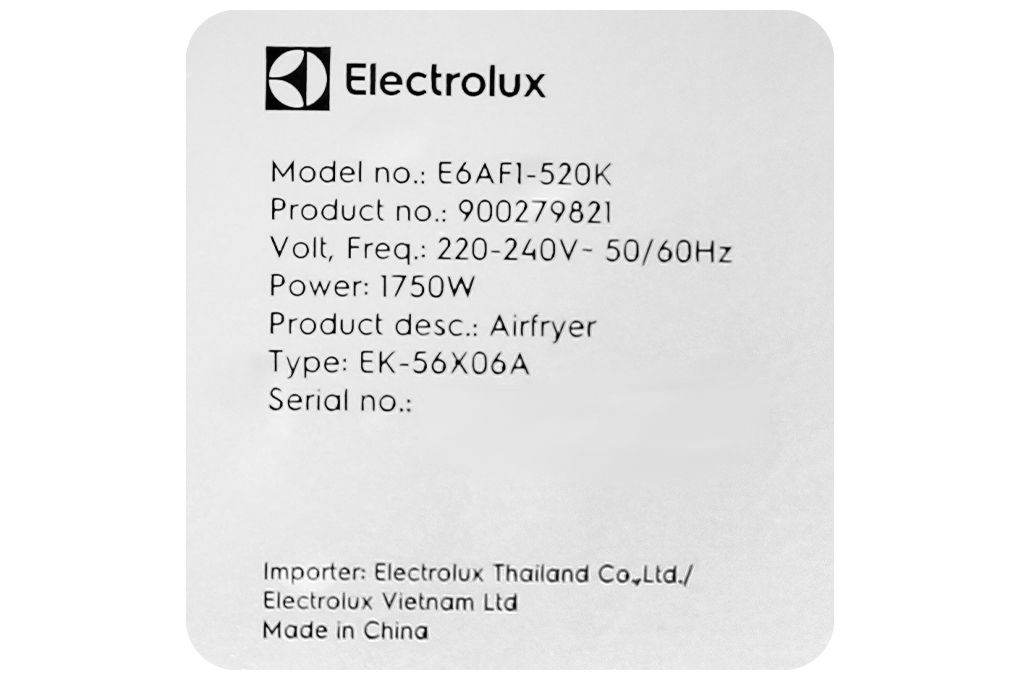 Nồi chiên không dầu Electrolux E6AF1-520K