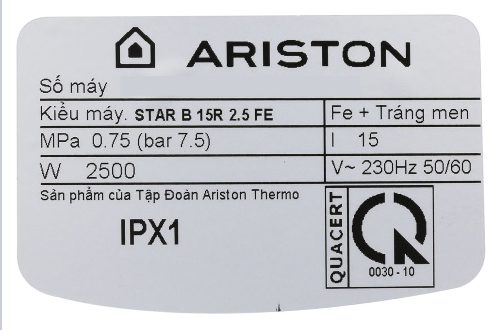 Bình nóng lạnh Ariston Blu15R