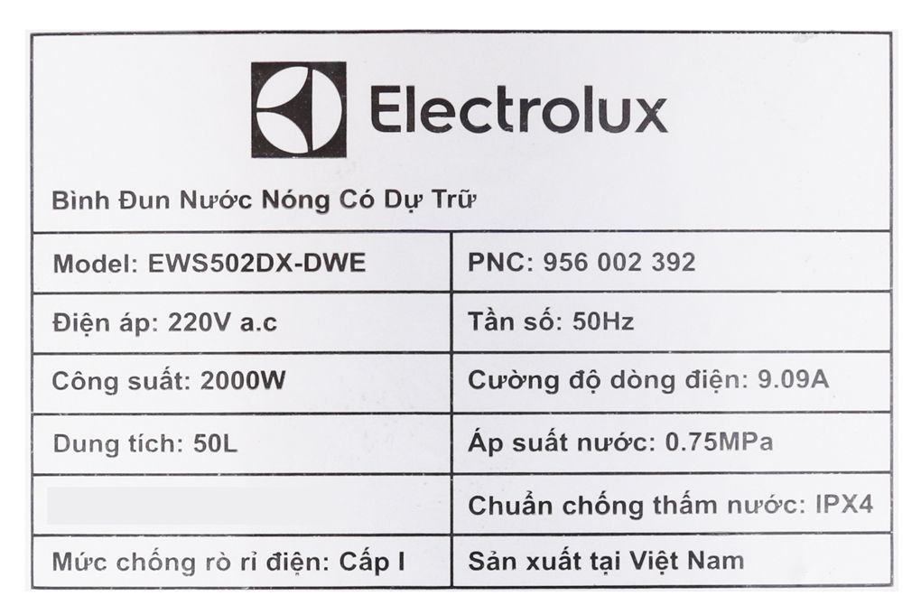 Bình nóng lạnh Electrolux EWS502DX-DWE