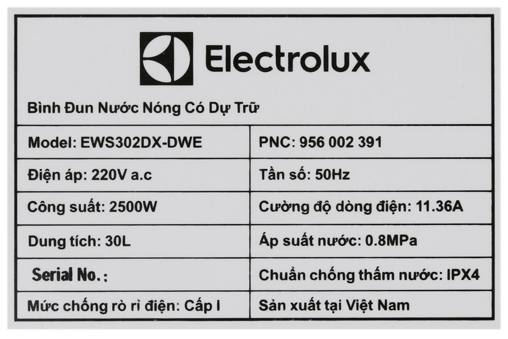 Bình nóng lạnh Electrolux EWS302DX-DWE