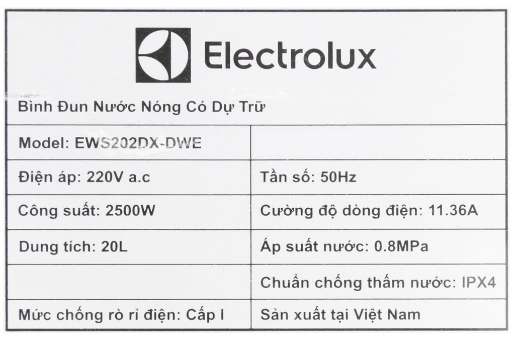 Bình nóng lạnh Electrolux EWS202DX-DWE