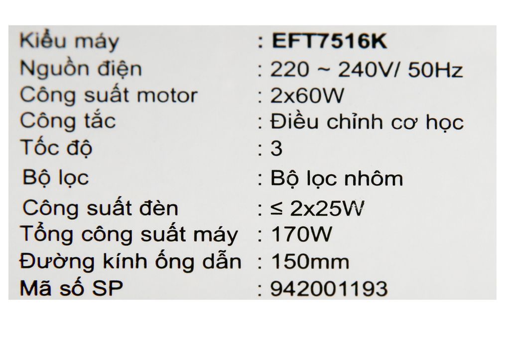 Hút Mùi Electrolux EFT7516K