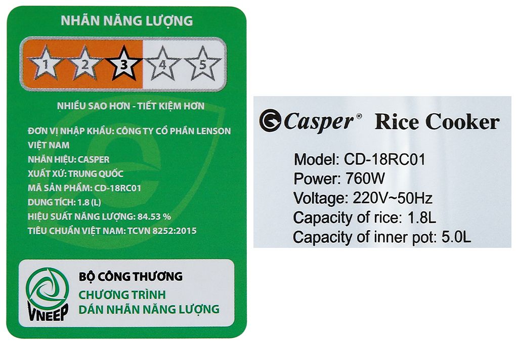 Nồi cơm điện Casper CD-18RC01