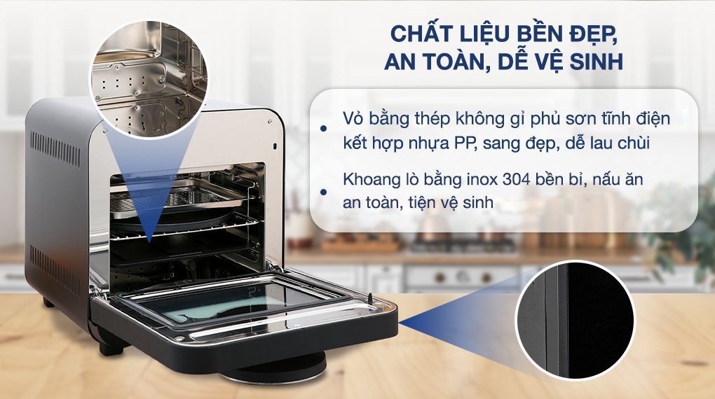 Lò chiên không dầu kết hợp hấp Kalite STEAM STAR 15 lít