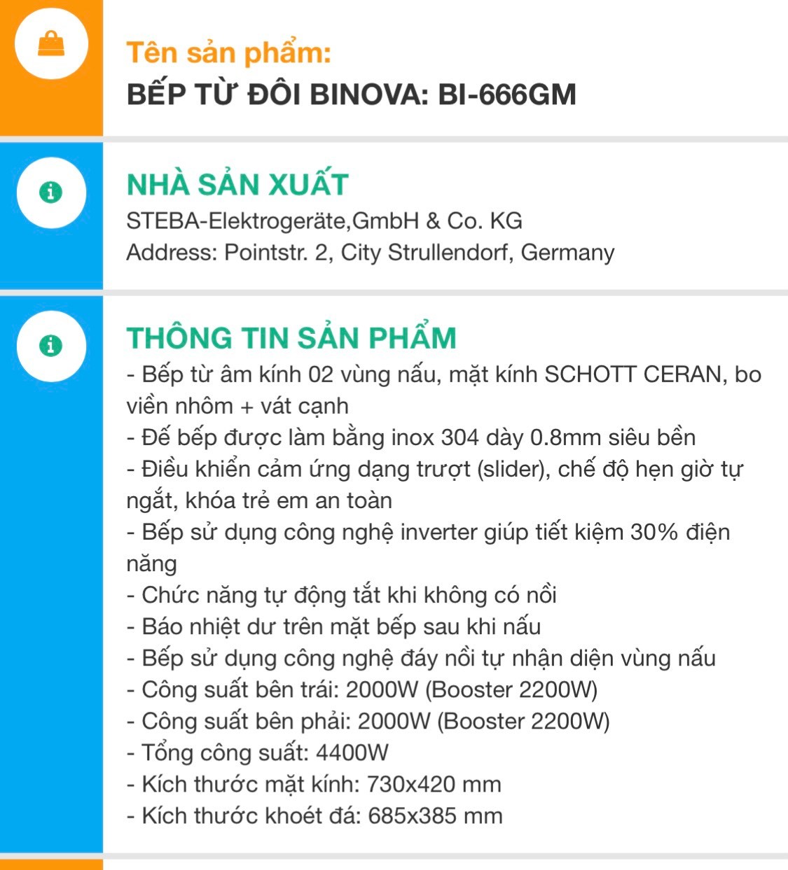 Bếp từ Binova BI-666GM